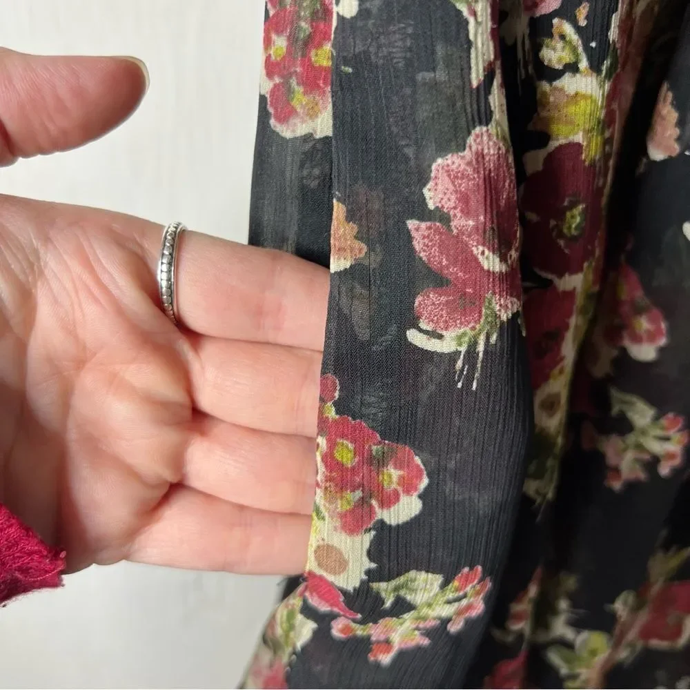 Xhilaration Black Sheer Floral Tunic Dress - Picture 5 of 6